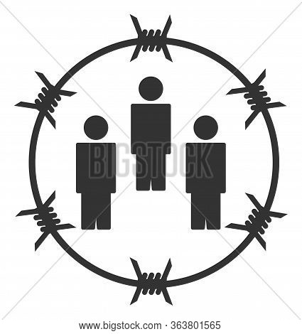 Vector Barbed Wire People Flat Icon. Vector Pictograph Style Is A Flat Symbol Barbed Wire People Ico