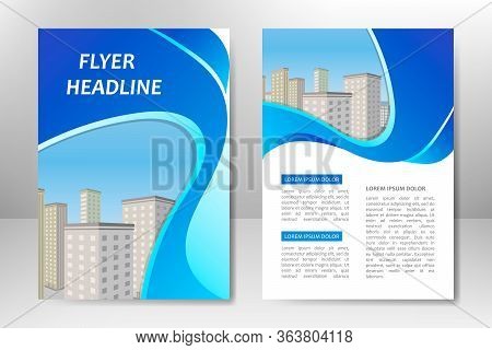 Blue Vector Template Design For Business Brochure, Flyer, Poster, Booklet, Presentation, Annual Repo
