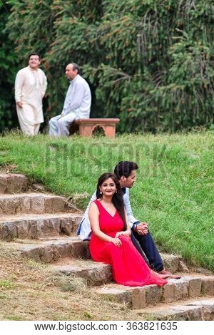 Delhi / India - September 22, 2019: Indian Couple In Lodhi Gardens In New Delhi, India