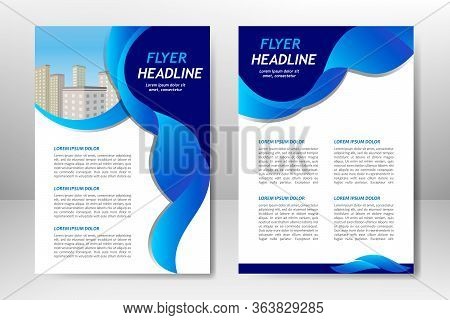 Blue Vector Template Design For Business Brochure, Flyer, Poster, Booklet, Presentation, Annual Repo