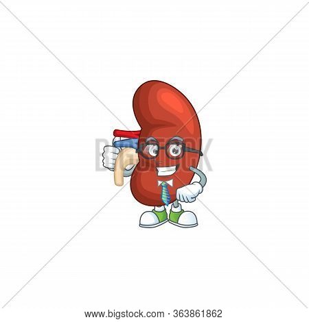 Cartoon Character Design Of Right Human Kidney Successful Businessman