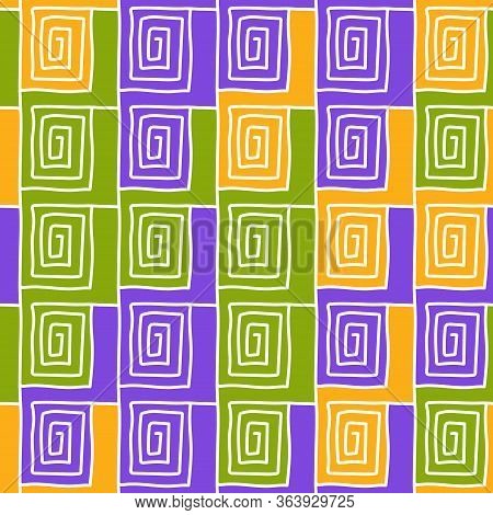 Vector Color Seamless Pattern Of Arbitrary Lines Of The Square. Stock Illustration For Backgrounds, 