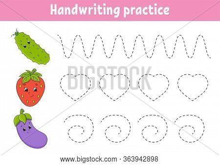 Handwriting Pactice. Education Developing Worksheet. Activity Page. Fruits And Vegetables. Color Gam