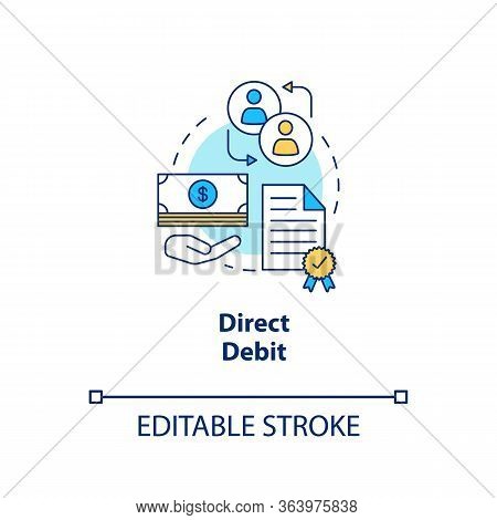 Direct Debit Concept Icon. Finacial Withdrawal Idea Thin Line Illustration. Bank Transaction. Online