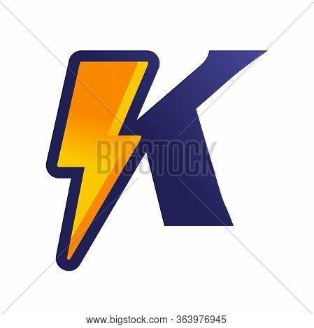 Modern Logo Design Letter K Combine With Lightning In Gradient Color.