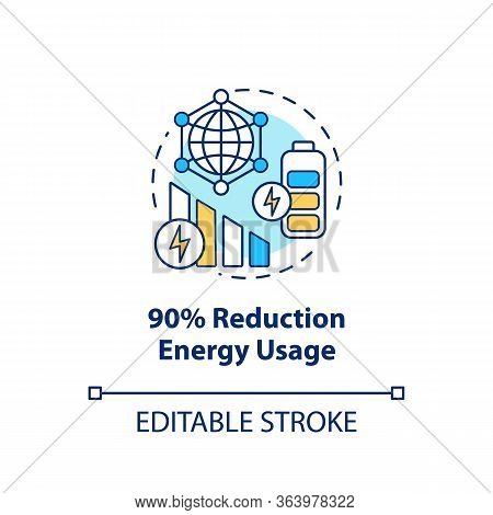 90 Percent Reduction Energy Usage Concept Icon. 5g Technology Idea Thin Line Illustration. Mobile In