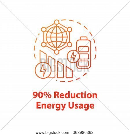 90 Percent Reduction Energy Usage Concept Icon. Mobile Internet. 5g Technology Idea Thin Line Illust