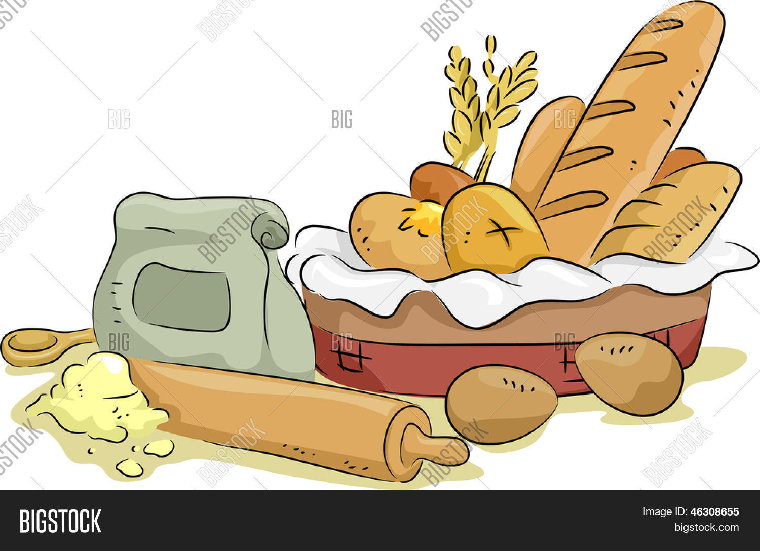 Illustration Basket Bread Baking Vector & Photo Bigstock