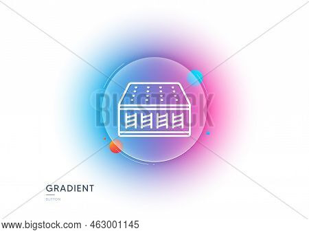 Mattress Pocket Spring Line Icon. Gradient Blur Button With Glassmorphism. Orthopedic Sprung Pad Sig