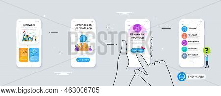 Set Of Coffeepot, Door And Table Lamp Line Icons. Phone Ui Interface. Include Chandelier, Tea Cup, O
