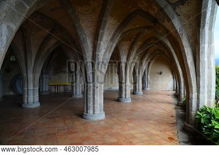 Gorgeous Colonnade At Villa Cimbrone In Ravello, Italy. High Quality Photo