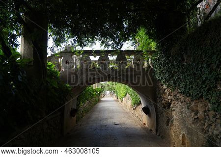 The Beautiful Villa Cimbrone Gardens In Ravello, Italy. High Quality Photo