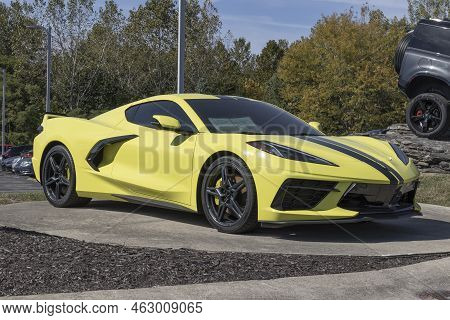 Indianapolis - Circa October 2022: Chevrolet Corvette Display At A Dealership. The Corvette Is Now I