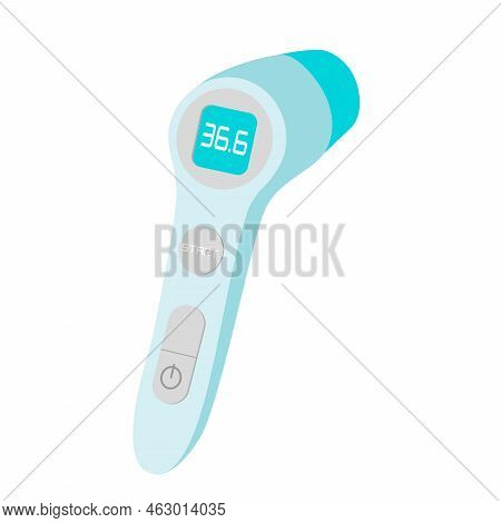 Infrared Body Thermometer Isolated Om White Background. Medical Equipment Vector Illustration.