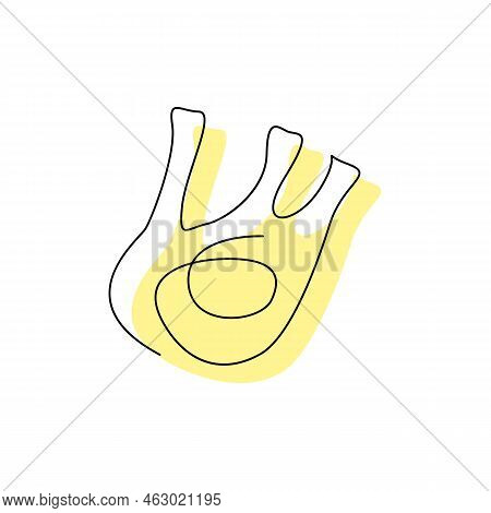 Finocchio In Continuous One Line Art Isolated On White. Fennel Continuous Drawing Concept Design. Ou