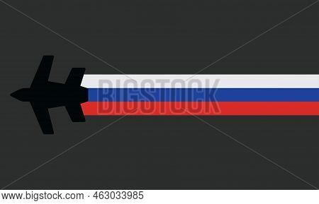 Plane With The Russian Flag. The Background Icon Plane Black