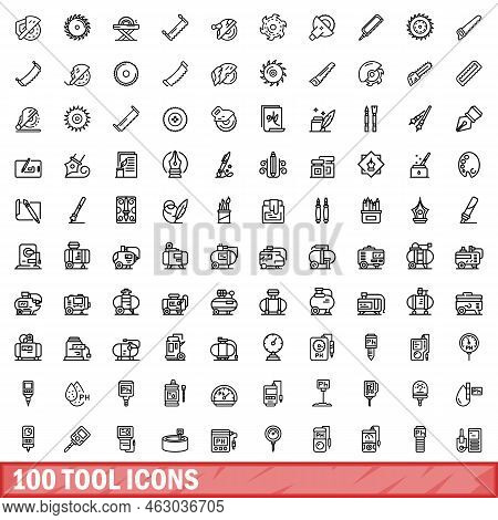 100 Tool Icons Set. Outline Illustration Of 100 Tool Icons Vector Set Isolated On White Background