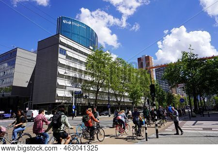 Rotterdam, Netherlands - June 9, 2022: Rotterdam Sustainable Urban Landscape With The World Trade Ce