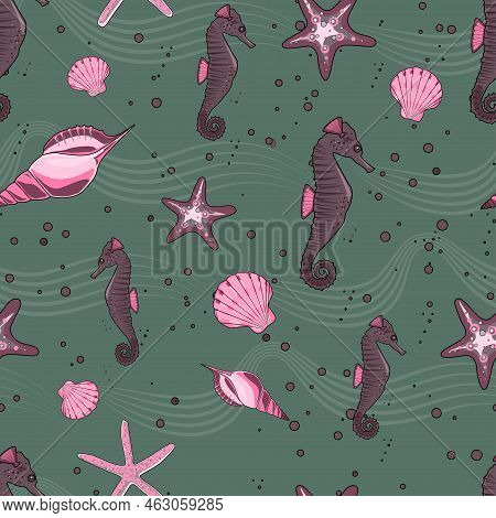 Vector Seamless Pattern Summer Vacation Beach Sia