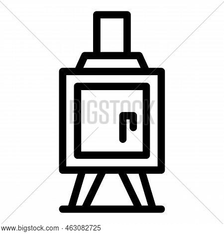 House Furnace Icon Outline Vector. Fire Burning. Wood Stove