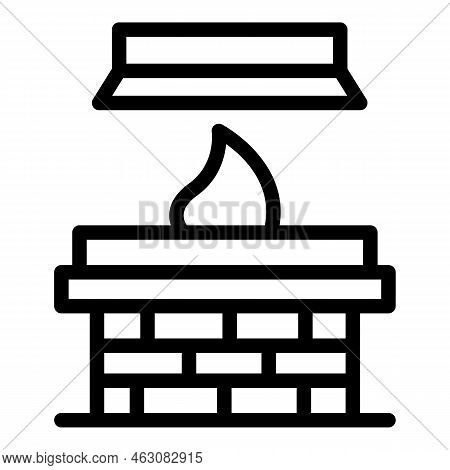 Brick Fireplace Icon Outline Vector. Furnace Burning. Heater Stove