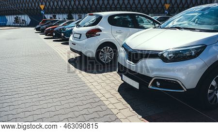 Parking Car. Empty Road Asphalt Background. Car Lot Parking Space In Underground City Garage. Interi