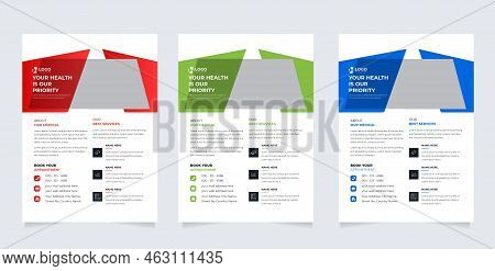 Healthcare Cover A4 Template Design And Flat Icons For A Report And Medical Brochure Design, Flyer