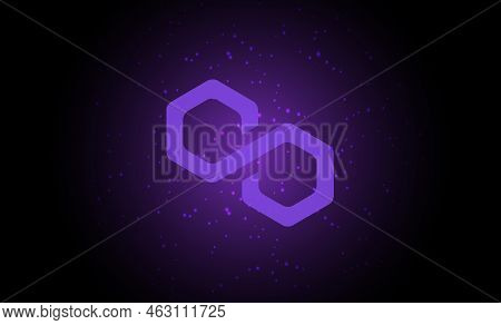 Polygon-matic  Virtual Currency Images. 3d Drawings. Coin Logo.
