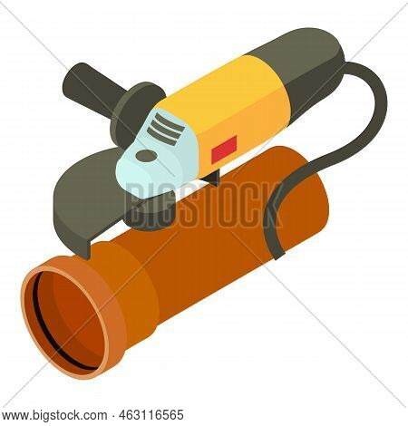 Electric Equipment Icon Isometric Vector. Electric Sander And Part Of Pipe Icon. Angle Grinder, Cons
