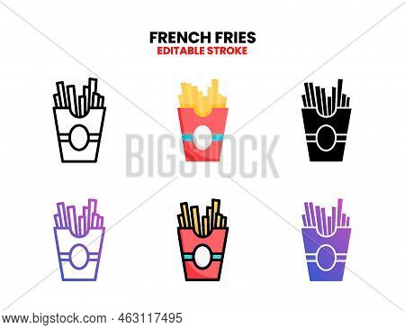 Frenc Fries Icon. Fast Food Vector Illustration Design. Editable Stroke And Pixel Perfect. Isolated 