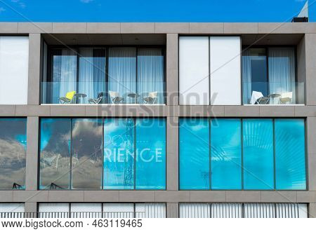 Manacor, Spain; February 24 2022: Main Facade Of The Rafa Nadal Museum Xperience Building, In The Ma