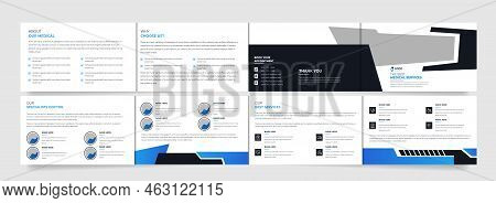 Landscape Medical Fourfold Business Brochure Template Design With Clean, Minimal And Modern Shapes