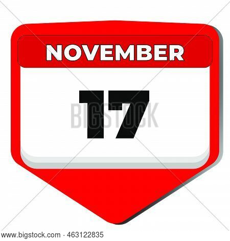 17 November Vector Icon Calendar Day. 17 Date Of November. Seventeenth Day Of November. 17th Date Nu