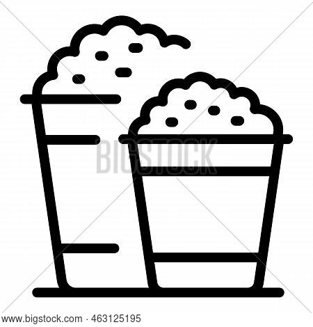 Popcorn Scene Film Icon Outline Vector. Car Screen. Movie Show