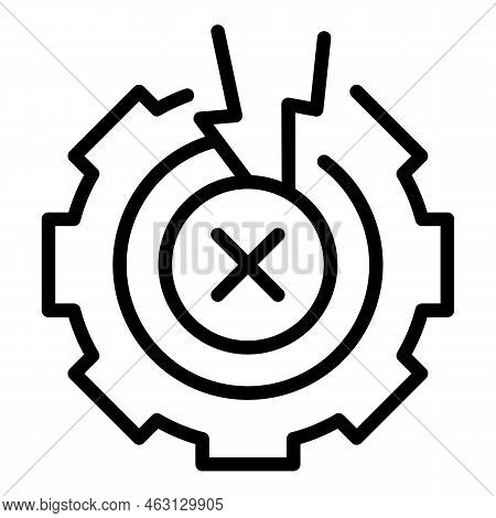 Gear Lost Connection Icon Outline Vector. Internet Error. Online Connect