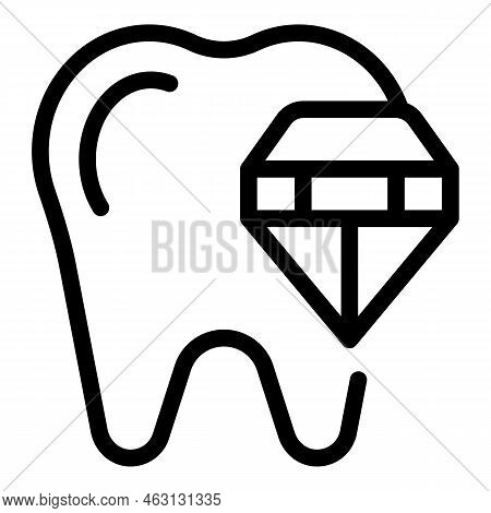 Diamont Tooth Icon Outline Vector. Diamond Gem. Glass Stone