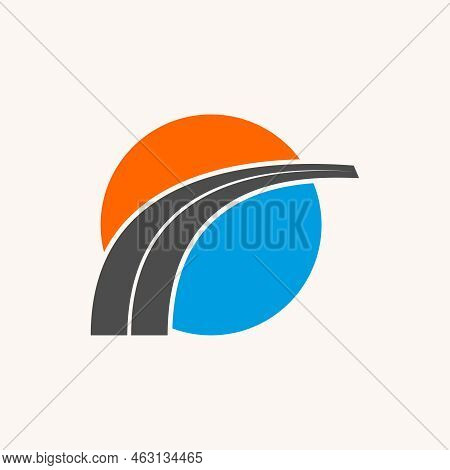 Simple And Unique Two Ways Or Double Road On Block Circle Image Graphic Icon Logo Design Abstract Co