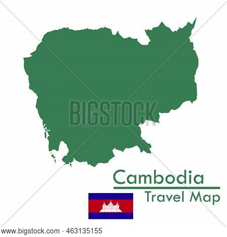 Cambodia Green Map With Cambodian Flag Vector