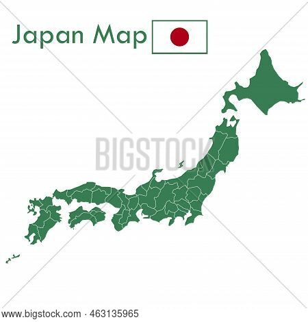 Map - Green Japan Map With Separate Cities And Territories.