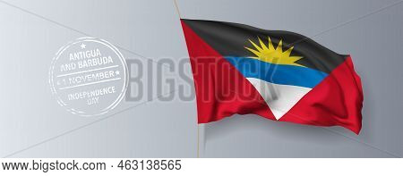 Antigua And Barbuda Happy Independence Day Greeting Card, Banner With Template Text Vector Illustrat