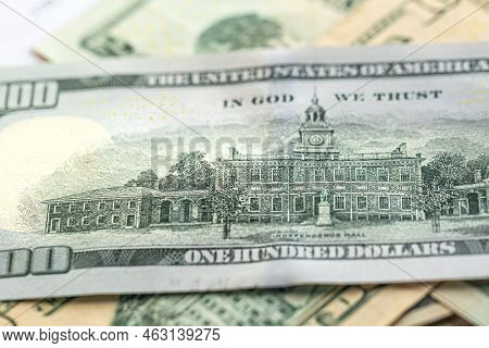 One Hundred American Dollars Close-up, Paper Money, Cash.