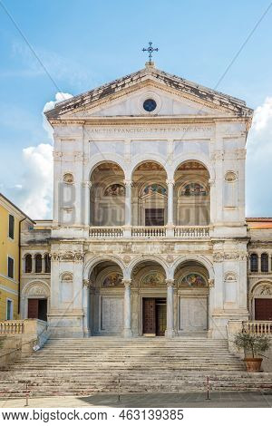 View At The Cathedral Of San Pietro Apostolo And San Francesco In The Streets Of Massa In Italy