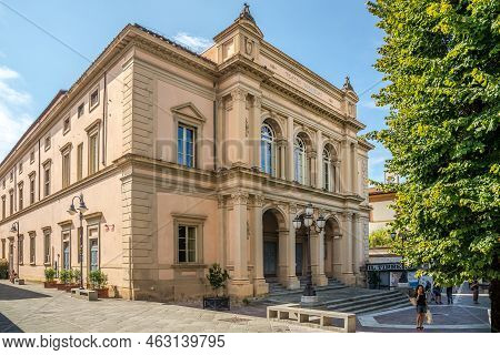 Massa,italy - September 1,2022 - View At The Theater Building In The Streets Of Massa. Massa Is A To