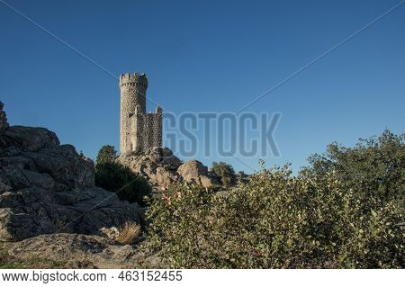 Hill With An Arab Watchtower On Its Top. Horizontal Photography.