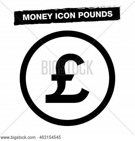 Money Icon Pounds. Internet Flat Icon Symbol. Pounds Coin Icon.
