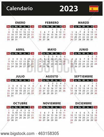 2023 Calendar - Vector Stock Illustration. Spain, Spanish Version