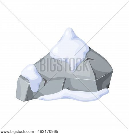 Gray Stones Or Rocks In Snow. Broken Cartoon Rocks And Snowdrifts. Cartoon Crags And Snowdrifts. Ice