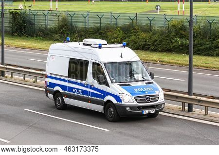 Berlin, Germany - August 17, 2014: Police Van Mercedes-benz Sprinter (w906) At An Intercity Road.