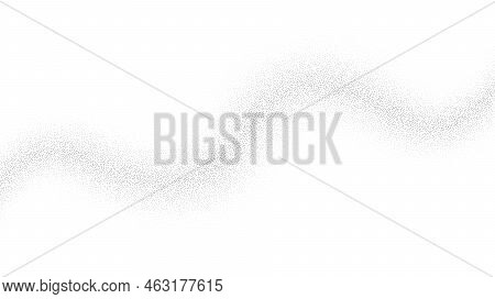 Grain Wave Background. Black Stipple Curve Line. Abstract Wavy Noise Dotted Shape Wallpaper. Dotwork