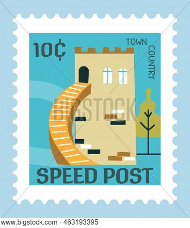 Country Town Post Mark Or Card, Mail Letter Vector